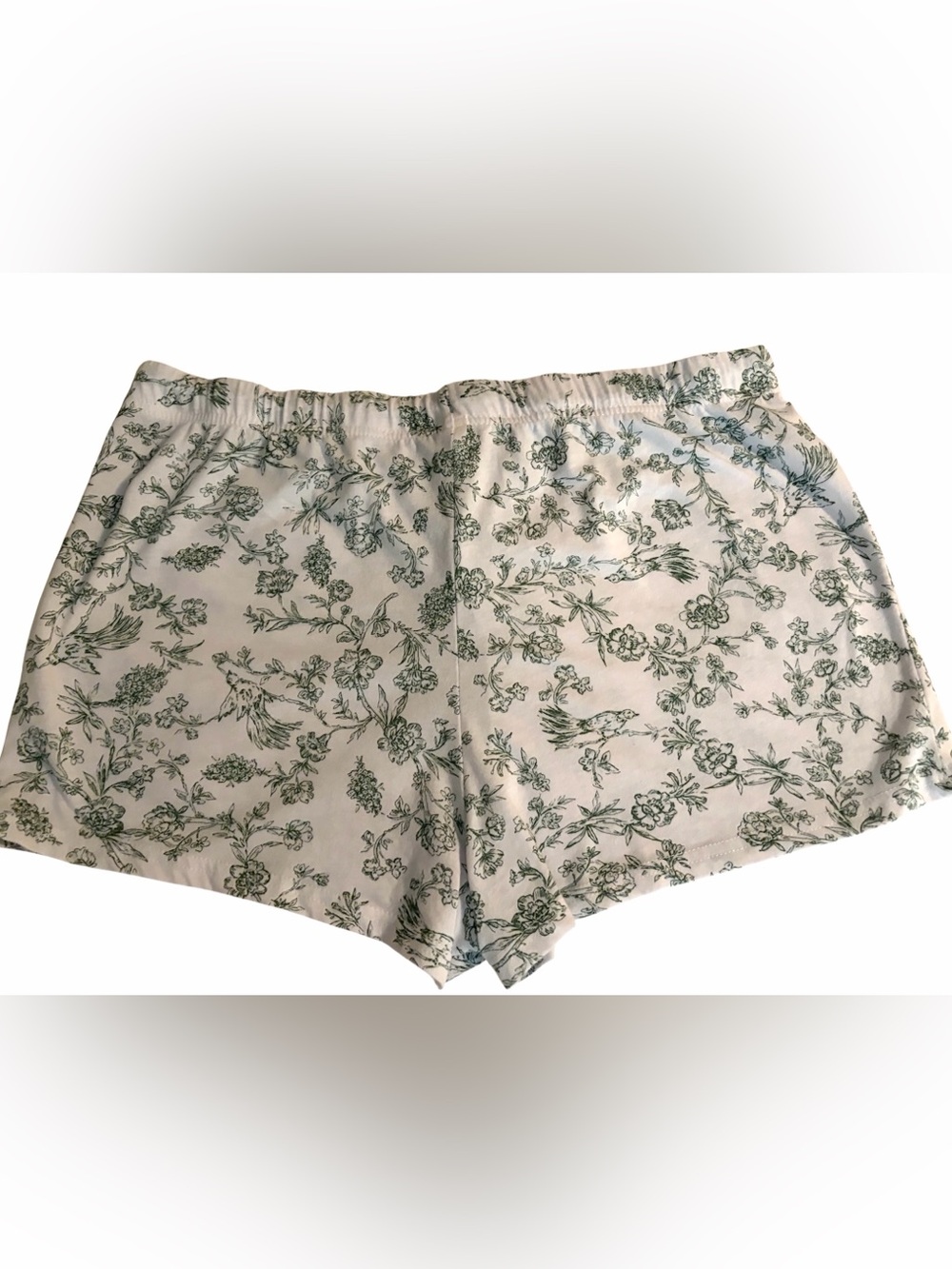 Laura Ashley Cream Sleep Shorts with Green Floral Print - Picture 2 of 5